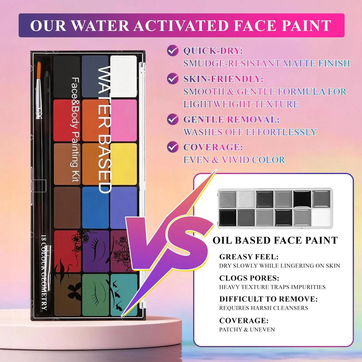 18 Color Face Painting Kit Non-toxic Washable Body Paint