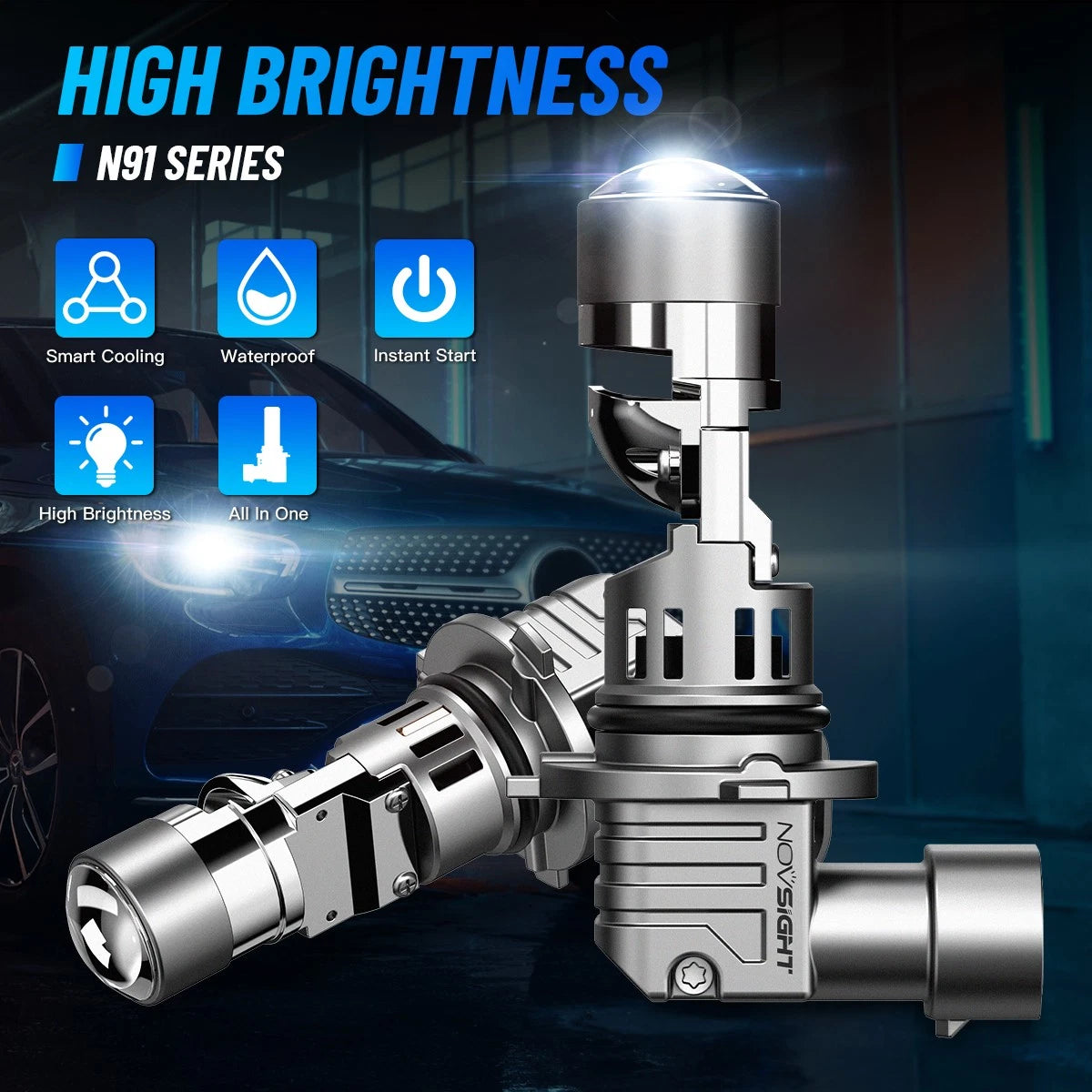 2X NOVSIGHT 9006 HB4 LED Headlight Bulbs for Low Beam (NOVA500-N91-9006)