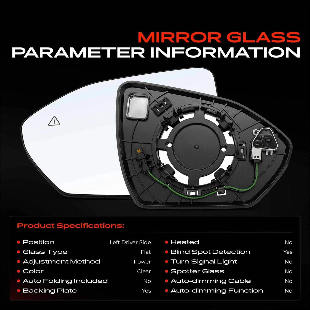 Driver Power Mirror Glass with Blind Spot for Hyundai Tucson (2022–2024) 87611CW030, HY1324160