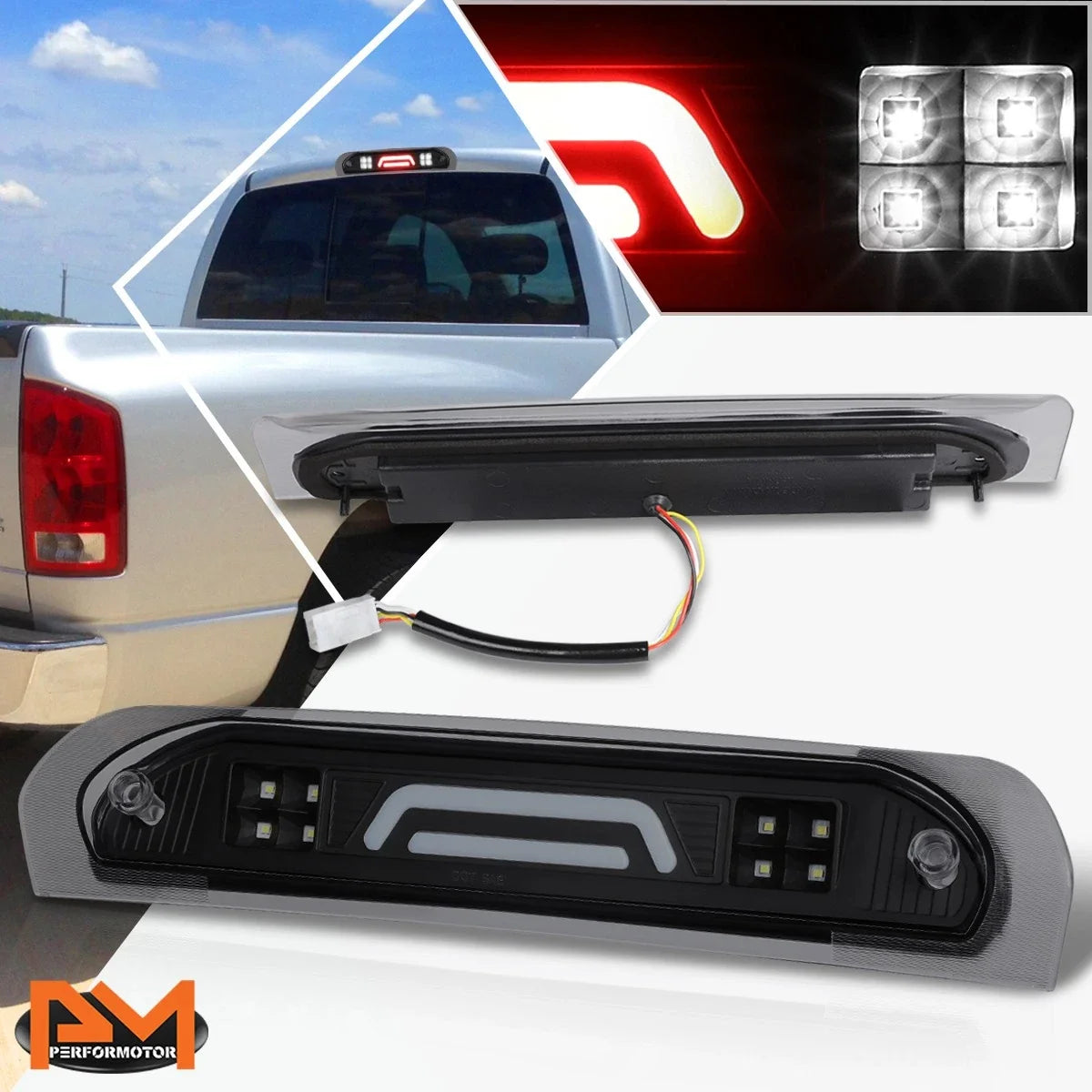 Dual 3D LED Bar Third Tail Brake Light + Cargo Lamp for Dodge Ram (2002–2009)