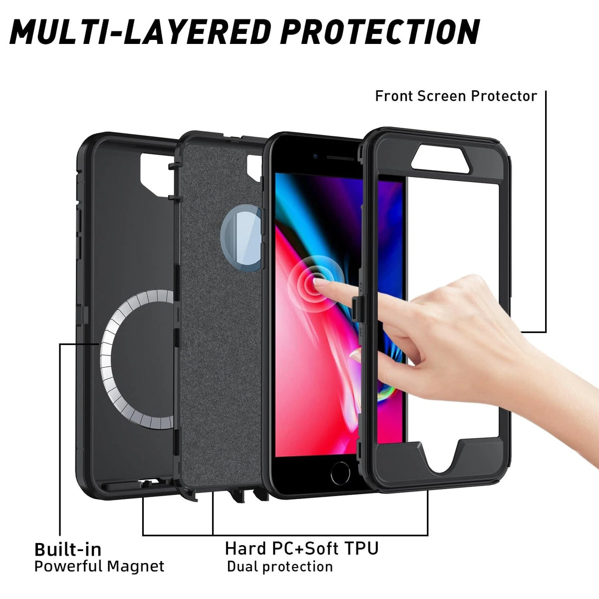 iPhone SE Case 2022/2020, 8/7 - Black