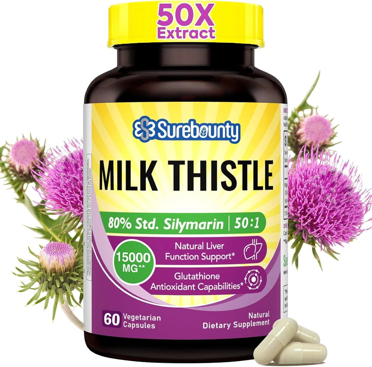 Organic Milk Thistle 15000 mg 50X Concentrated Seed Extract (No Part Numbers)