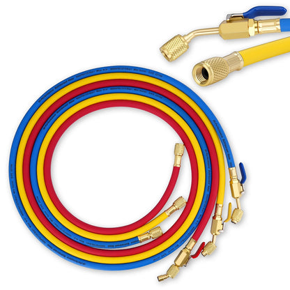 3 Pack 1/4" HVAC Refrigerant Hose Set 72" Low Loss for R410A