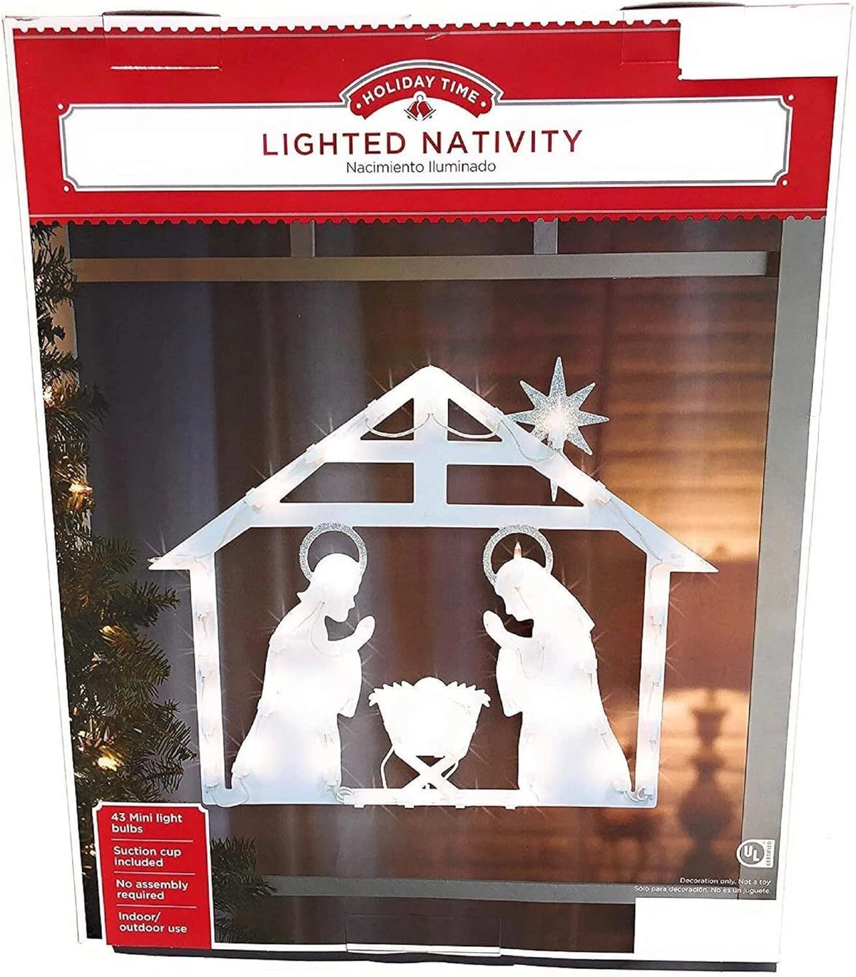 Impact White Nativity Lighted Christmas Window Silhouette Decoration