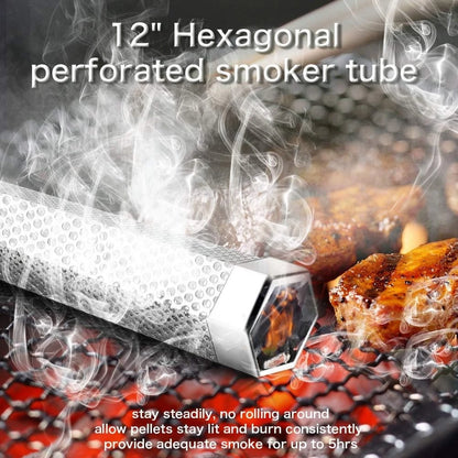 12" Smoke Tube for Pellet Smoker Grill - Hexagonal
