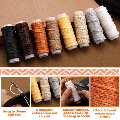 54Pcs Upholstery Repair Sewing Kit with 8Pcs Waxed Thread for Leather