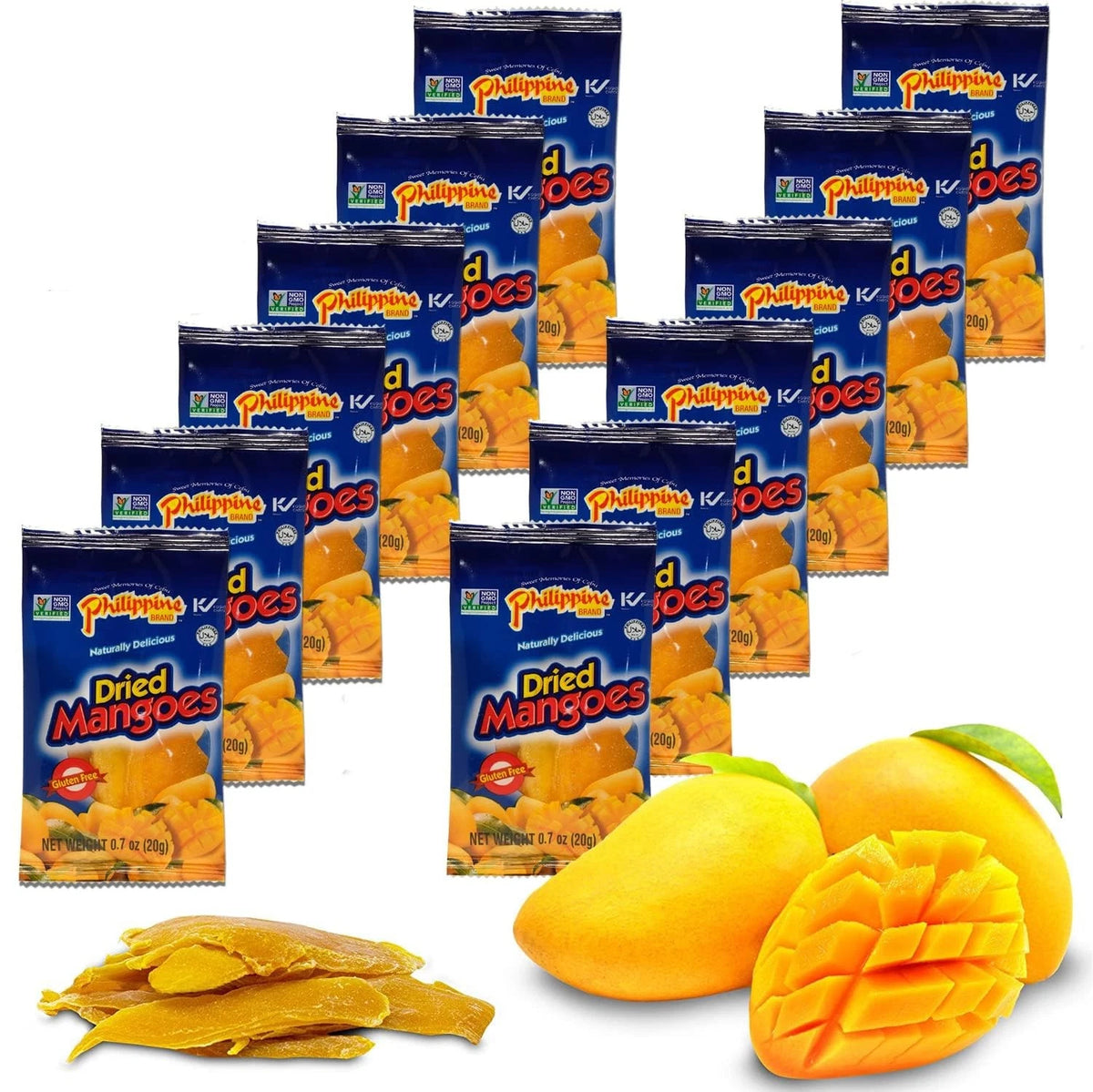 Pack of 12 Dried Mangoes Fruit Snacks for Healthy Snacking