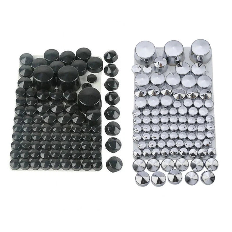 Set of 4 Black/Chrome Bolt Toppers Caps for Harley Softail Twin Cam (1984–2006)