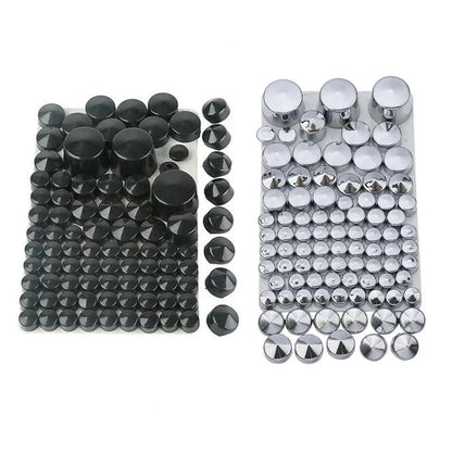 Set of 4 Black/Chrome Bolt Toppers Caps for Harley Softail Twin Cam (1984–2006)