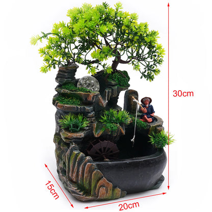 Indoor Water Fountain for Zen Desk Rockery Tabletop Ornament