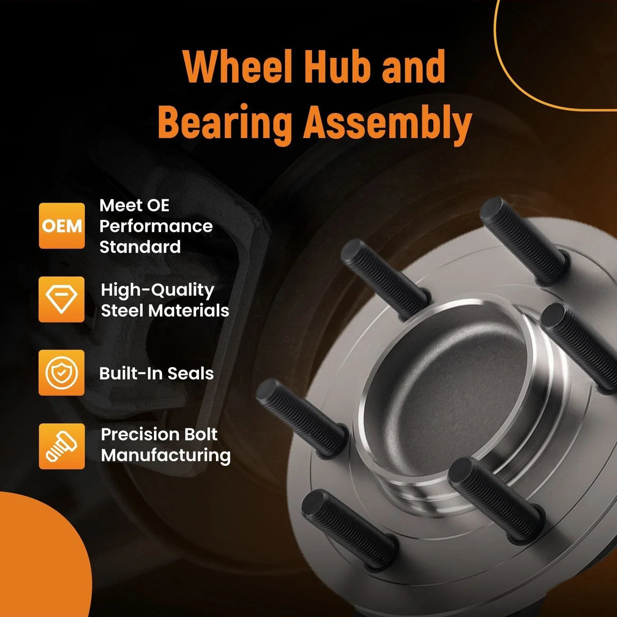 Front Wheel Bearing Hub Assembly for Ford F-150 (2015–2017) WA515170 RWD