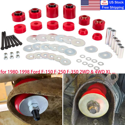 4X Polyurethane Body Cab Mount Bushing Kit for Ford XL XLT XLS (1980–1998)