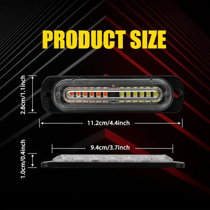 4X 12-LED Strobe Light Bar for Car Truck Amber/White