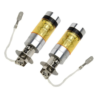 2X H3 100W 2828SMD LED Fog Light Bulbs Yellow 12-24V
