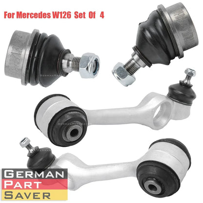 Set of 4 Front Upper Control Arms & Lower Ball Joints for Mercedes Benz (1984–1991)