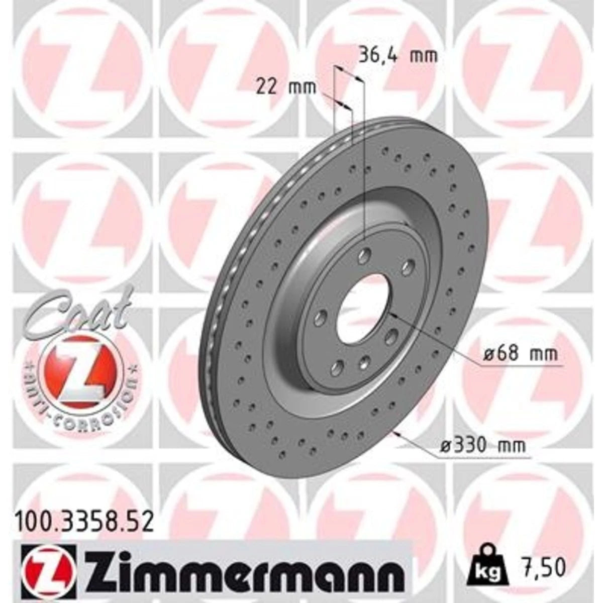 Set of 4 Brake Discs for Audi S5 (SET-ZXC100337352-A, 4H0615601D, 4H0615601H)