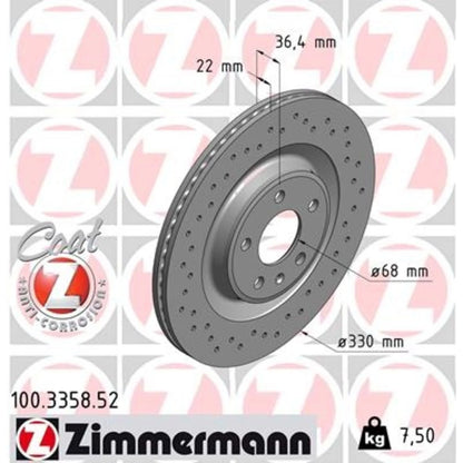 Set of 4 Brake Discs for Audi S5 (SET-ZXC100337352-A, 4H0615601D, 4H0615601H)