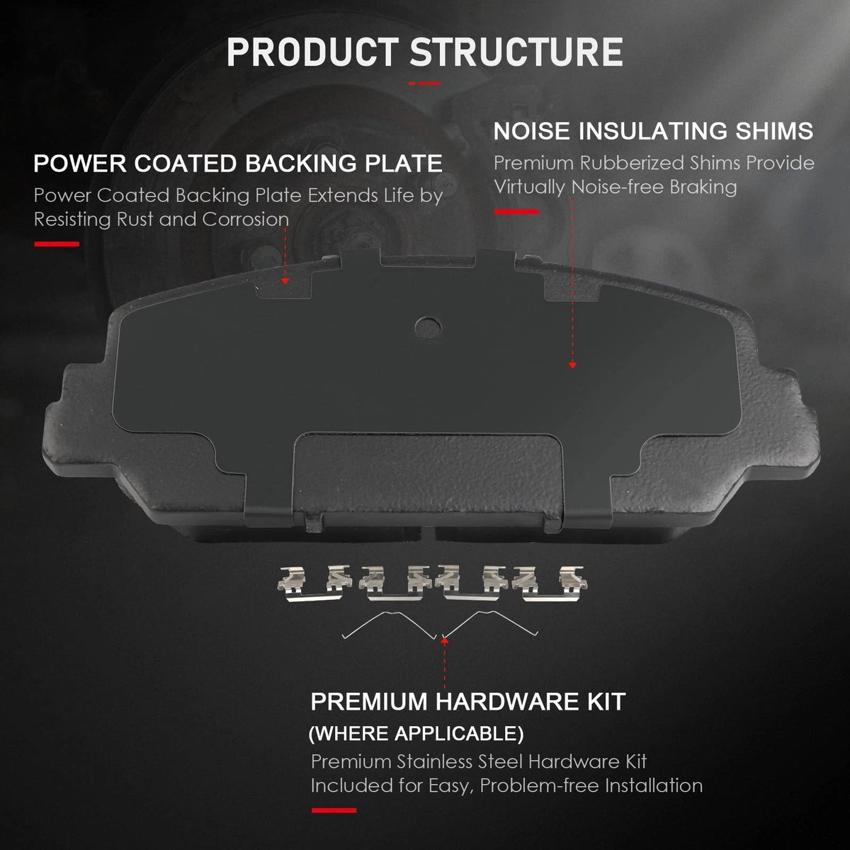 Ceramic Disc Brake Pads Kit for Acura RDX (2014–2018) Front & Rear
