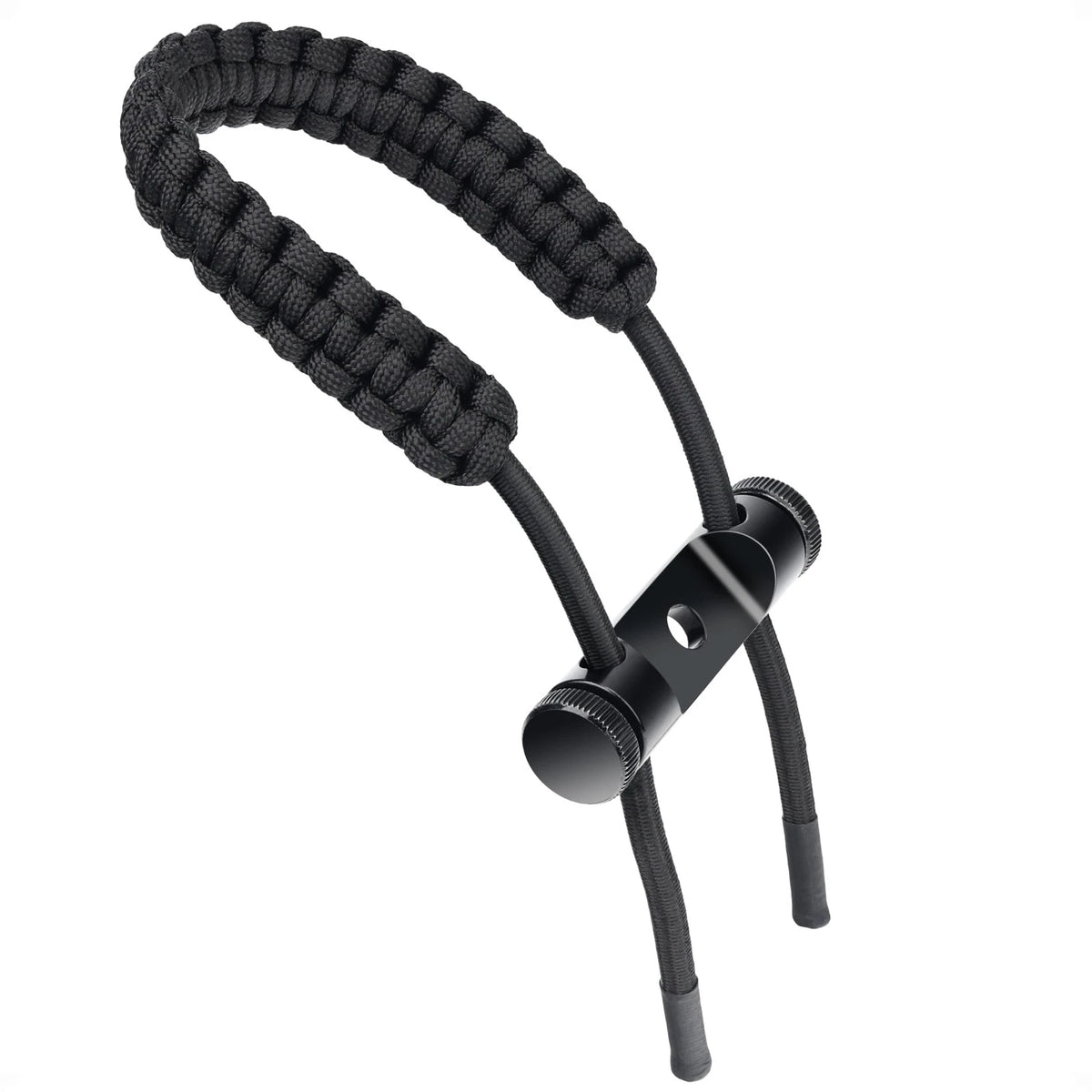 Wrist Sling for Archery Bow - 550 Paracord Strap with Aluminum Mount - Black