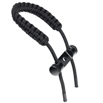 Wrist Sling for Archery Bow - 550 Paracord Strap with Aluminum Mount - Black