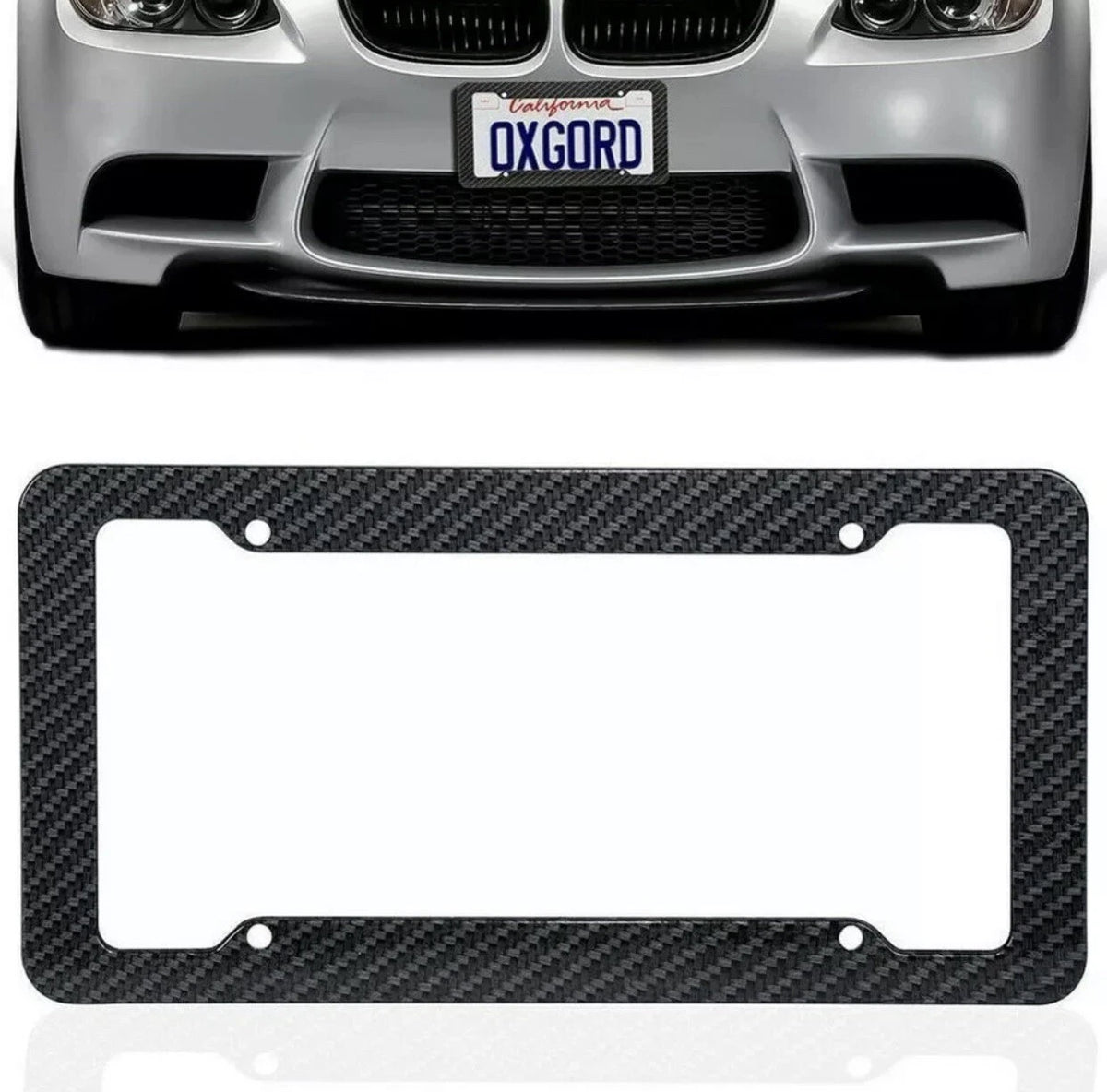 Carbon Fiber License Plate Frame Cover for Universal Cars (USA Size)
