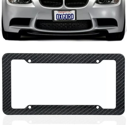 Carbon Fiber License Plate Frame Cover for Universal Cars (USA Size)