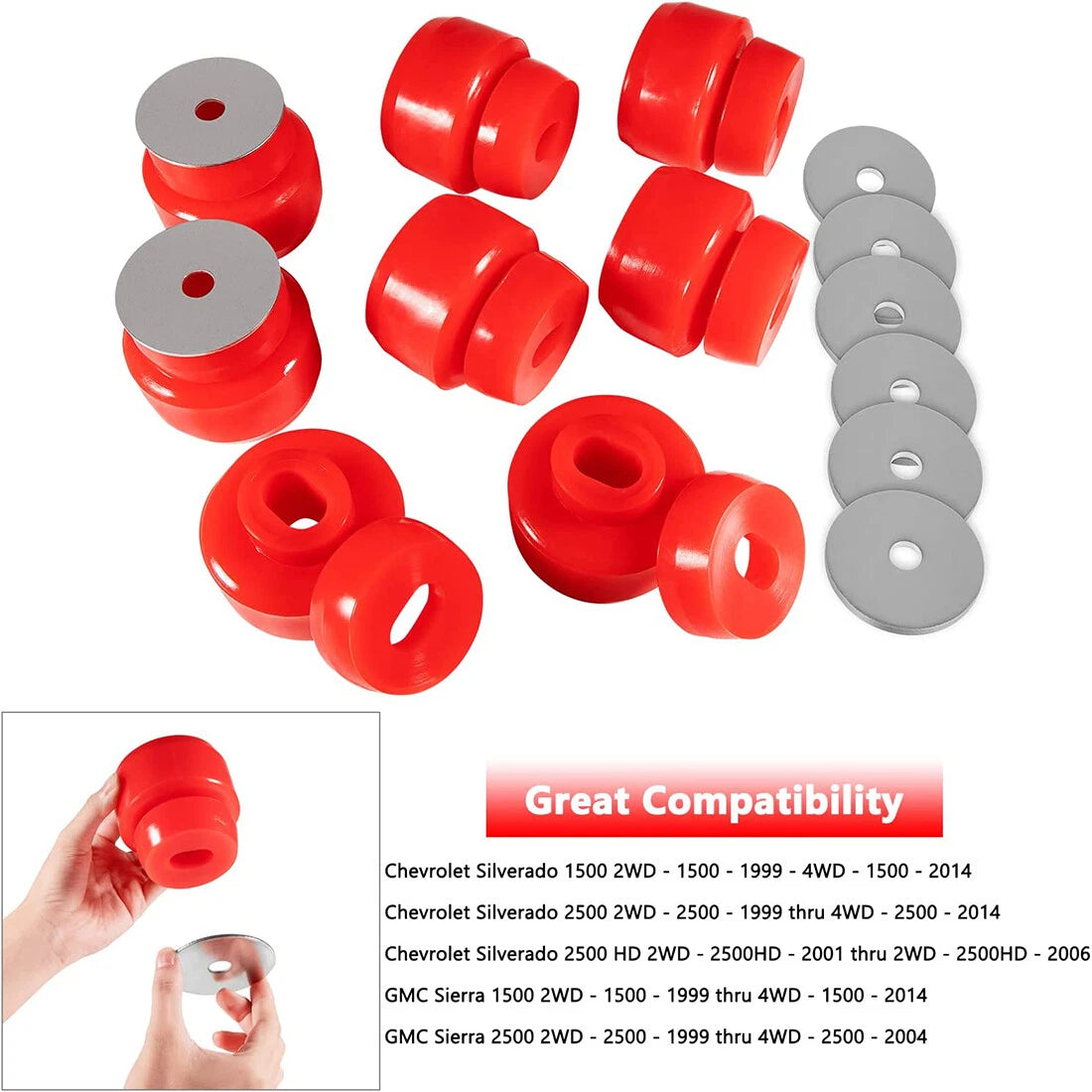7-141 Body Cab Mount Bushing Kit for Chevy Silverado Sierra 1500/2500 (1999–2014)