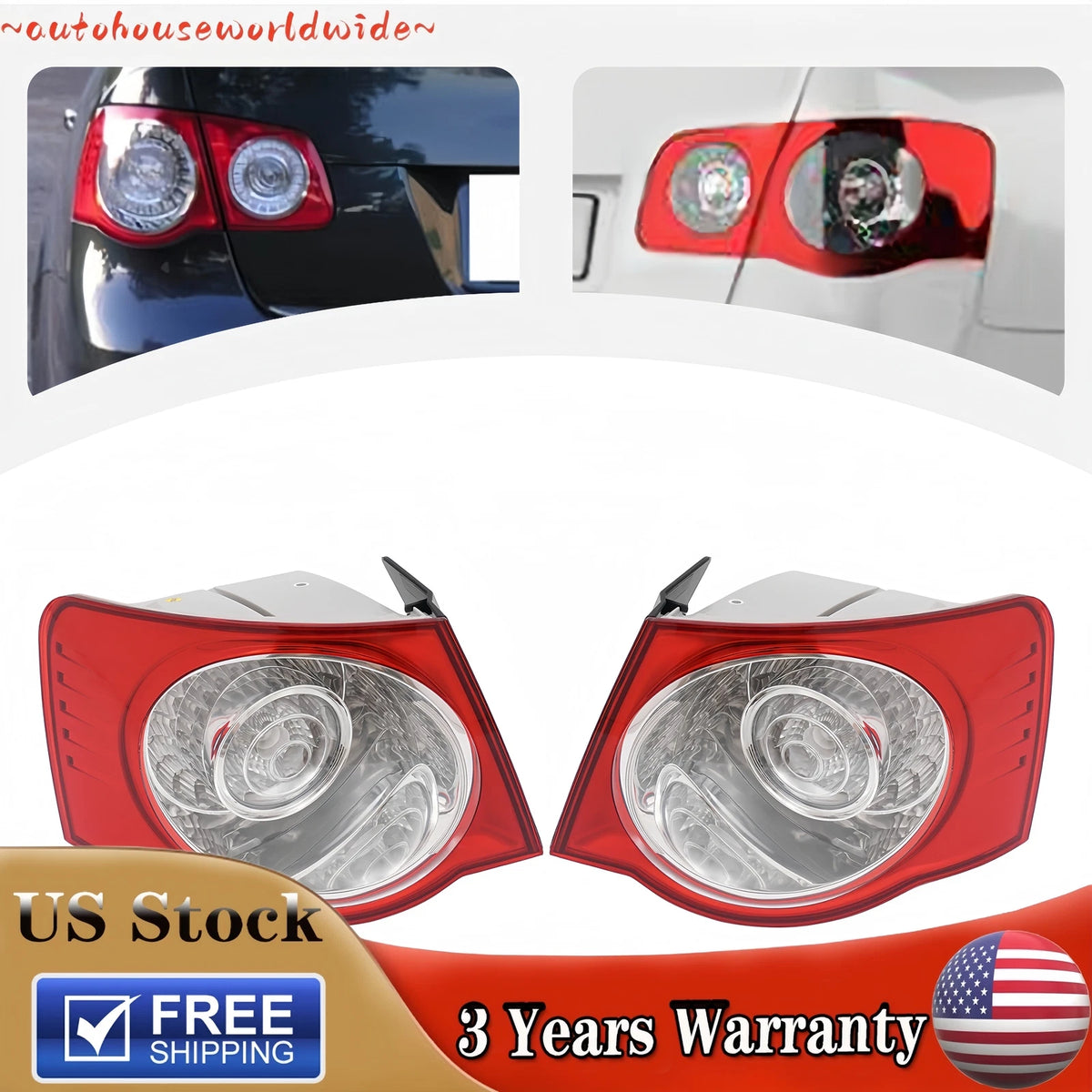 Set of 2 LED Tail Lights for VW Jetta A5 MK5 (2006–2011) 1K5945095, 1K5945096