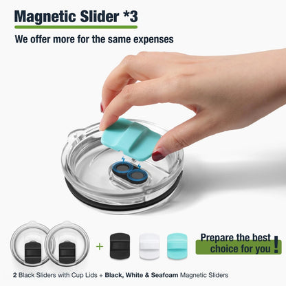 Set of 2 Magnetic Tumbler Lids for YETI 20 oz (BPA Free, Black)