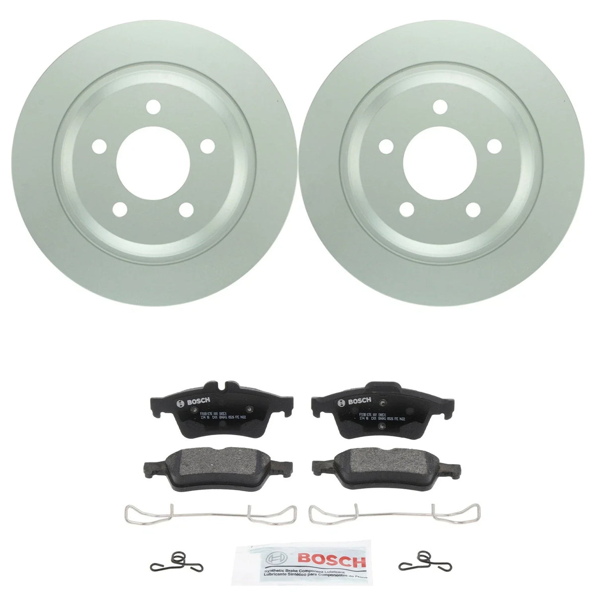 Set of 2 Bosch Rear 302mm Disc Brake Rotors & Semi-Met Pads for Mazda 5 (2006–2015)