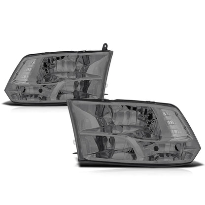 Headlight Assembly Set for Dodge Ram 1500-3500 (2009–2012) Smoked/Clear