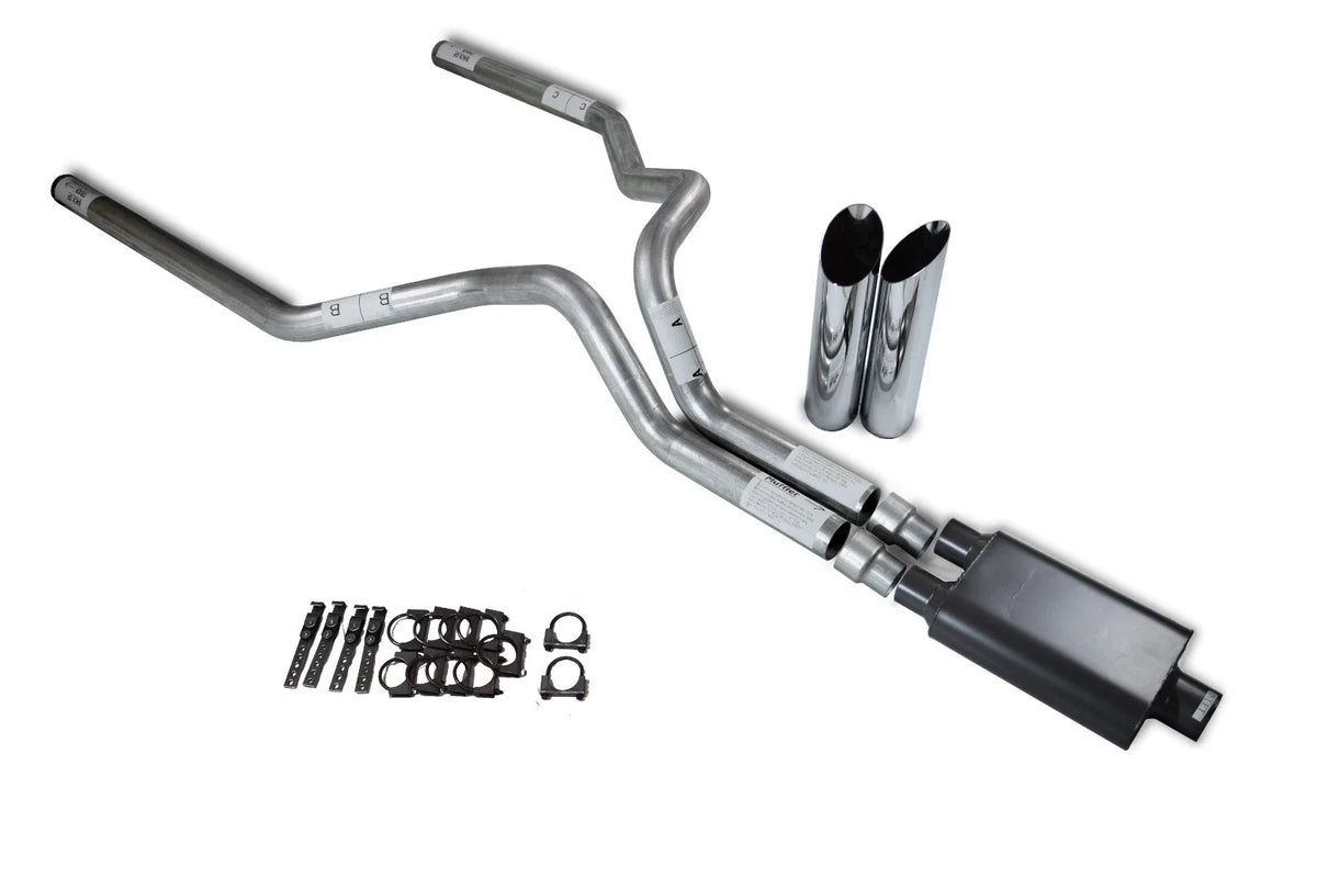 3" Dual Exhaust Kit for Dodge Ram 1500 (2009–2018) 2 Chamber Muffler Slash Tips