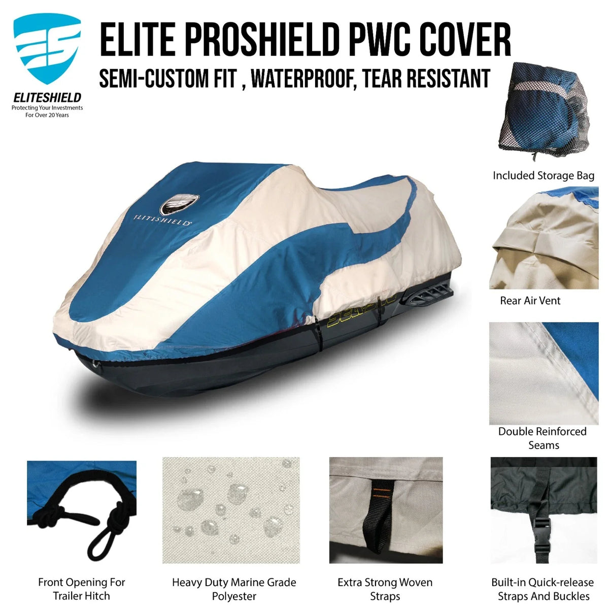 EliteShield Waterproof Trailerable Storage Cover for Sea Doo GT GTI GTS