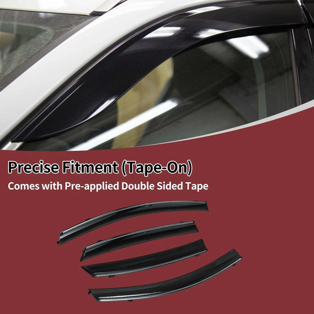Set of 4 Window Deflectors for Nissan Sentra (2013–2019) Black Vent Visor