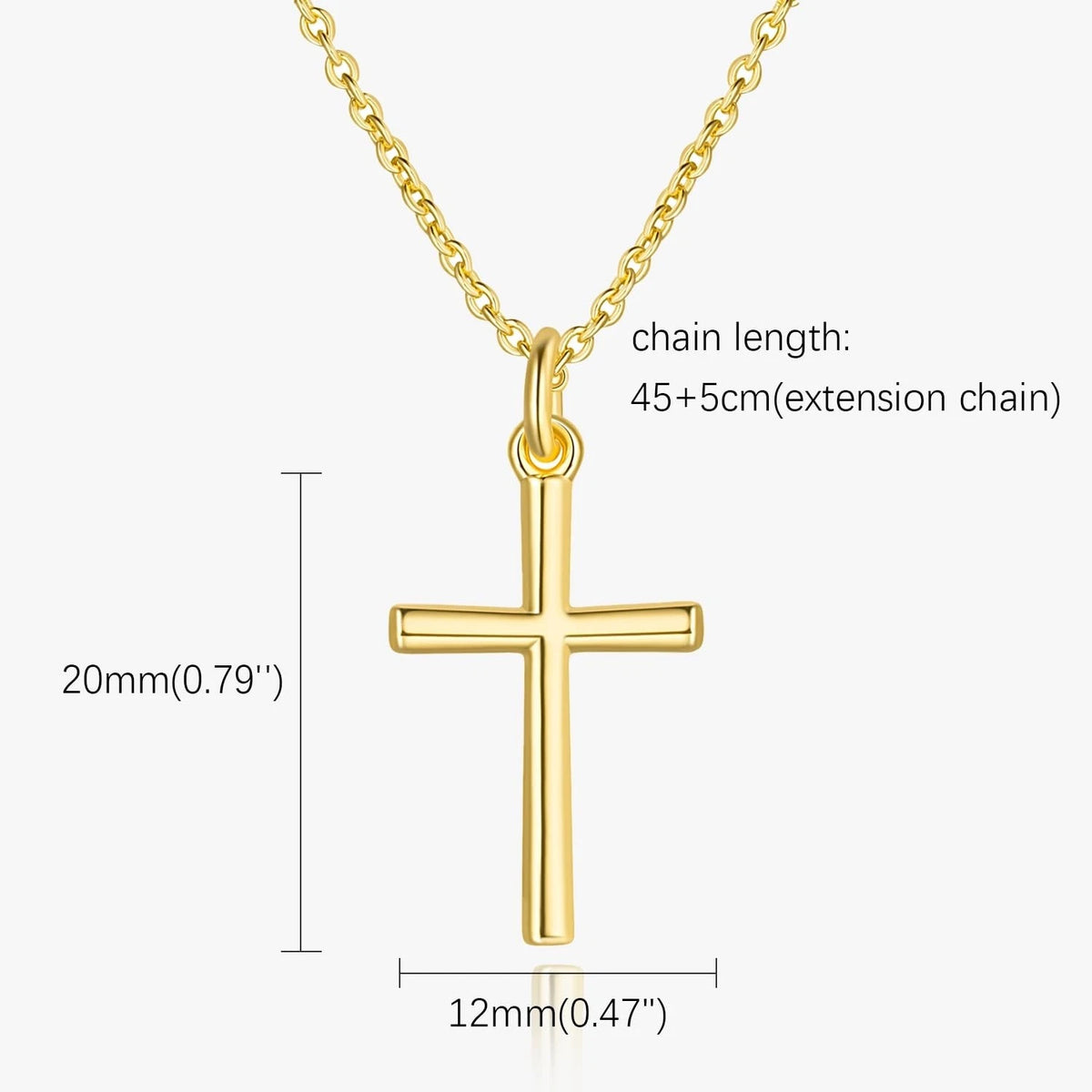 14K Gold Cross Necklace for Women (20mm)