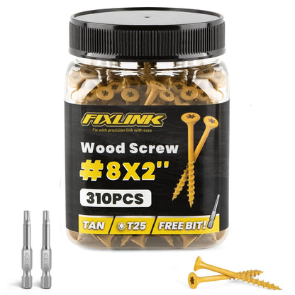 310pcs #8 x 2 Inch Wood Screws for Decking (Epoxy Tan)