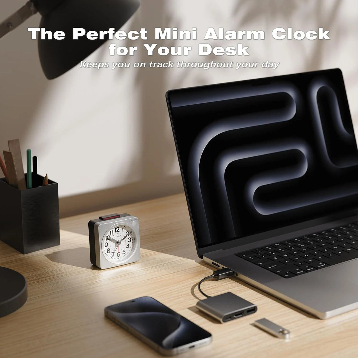 Ultra Small Battery Operated Analog Travel Alarm Clock 2.6" x 1.4"