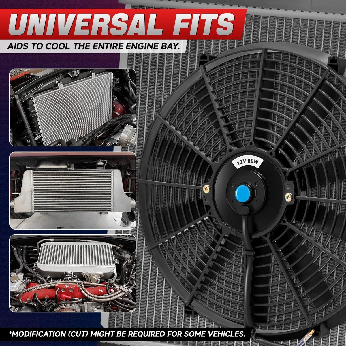2X 16" Electric Radiator Cooling Fan Assembly Kit for Universal Fit