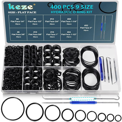 400 Pcs Hydraulic O-Ring Seal Kit for Various Applications (Buna-N 70A)