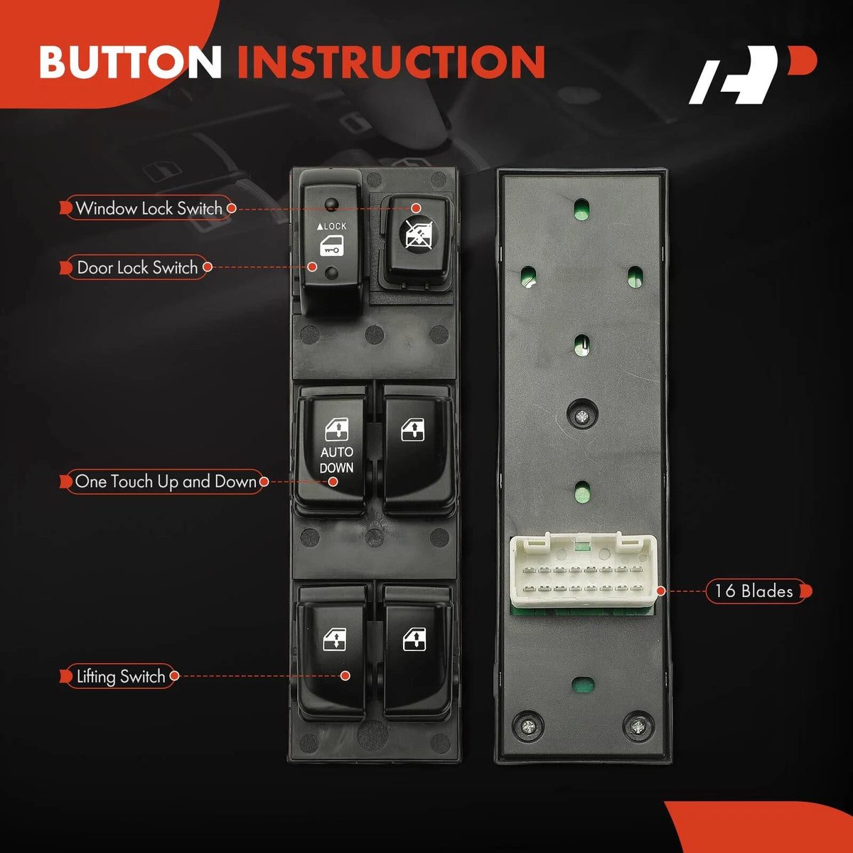 Front Left Power Window Switch for Hyundai Elantra (2007–2010) 935702H11070, 93570-2H11070
