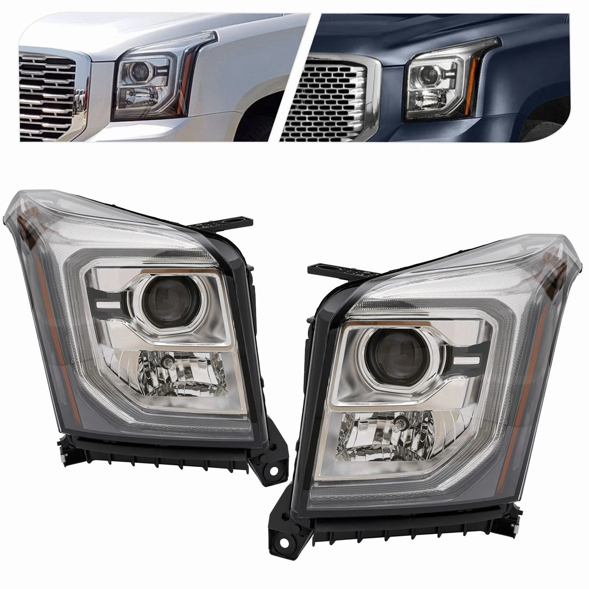 Set of 2 HID/Xenon Headlight Assembly for GMC Yukon XL (2015–2020)