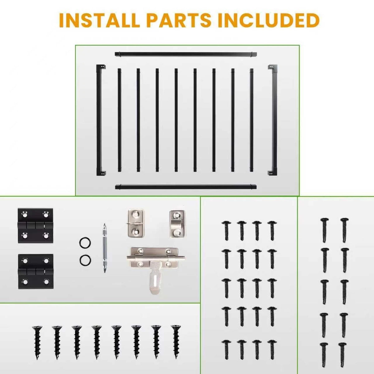 38" H x 48" W Deck Fence Gate for Outdoor Use - Rust-Resistant Black