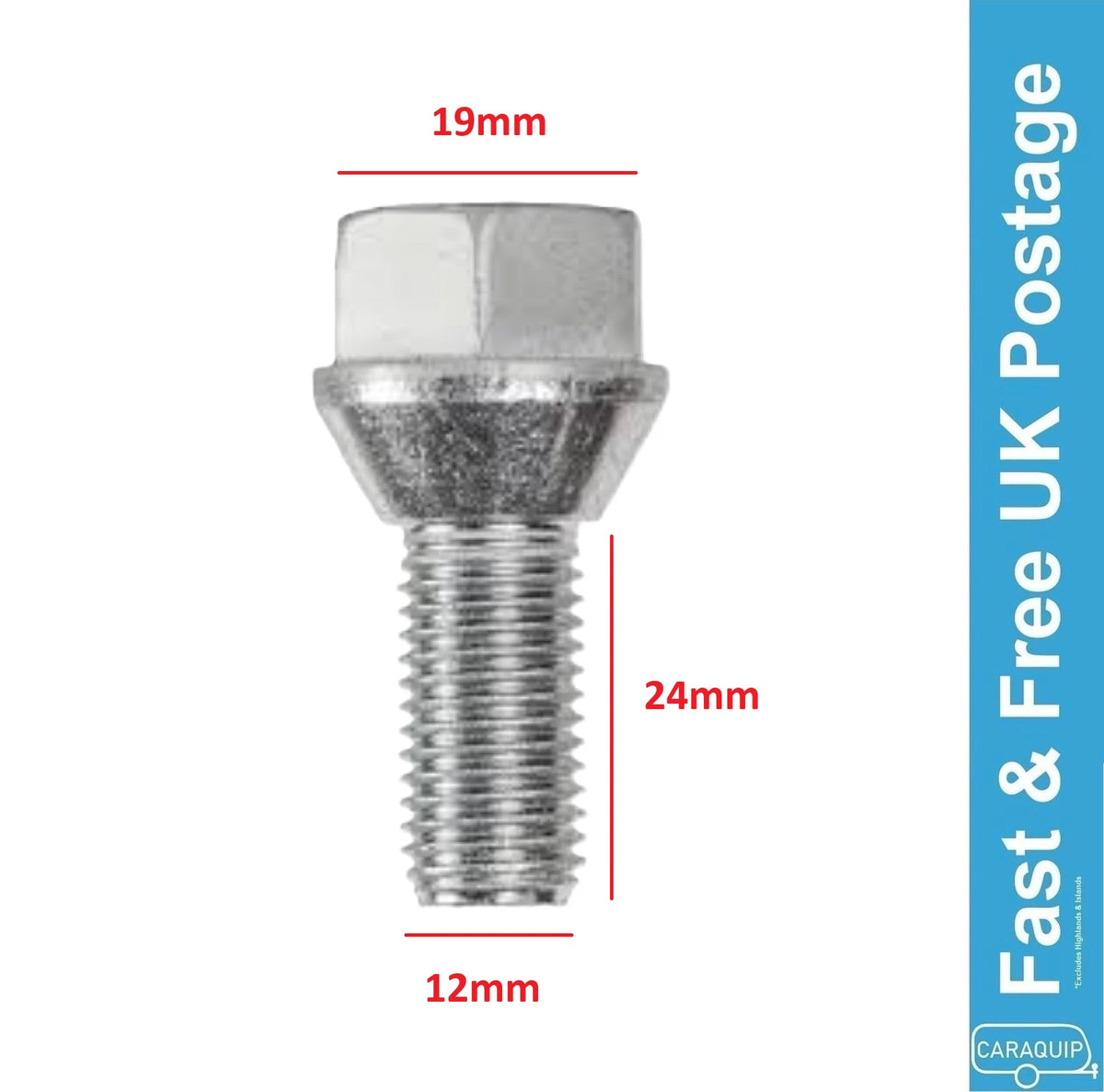 Set of 4 AL-KO Wheel Bolts M12 x 1.5 for Caravan Trailer (2081670018)