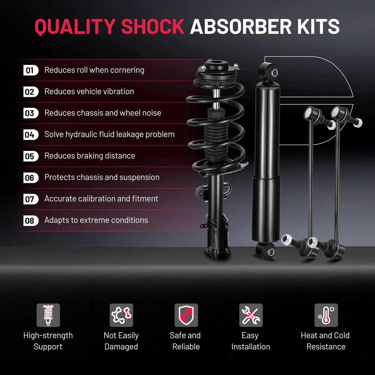Front Struts Rear Shocks Sway Bar for Dodge Grand Caravan Chrysler Town & Country (2008–2020)