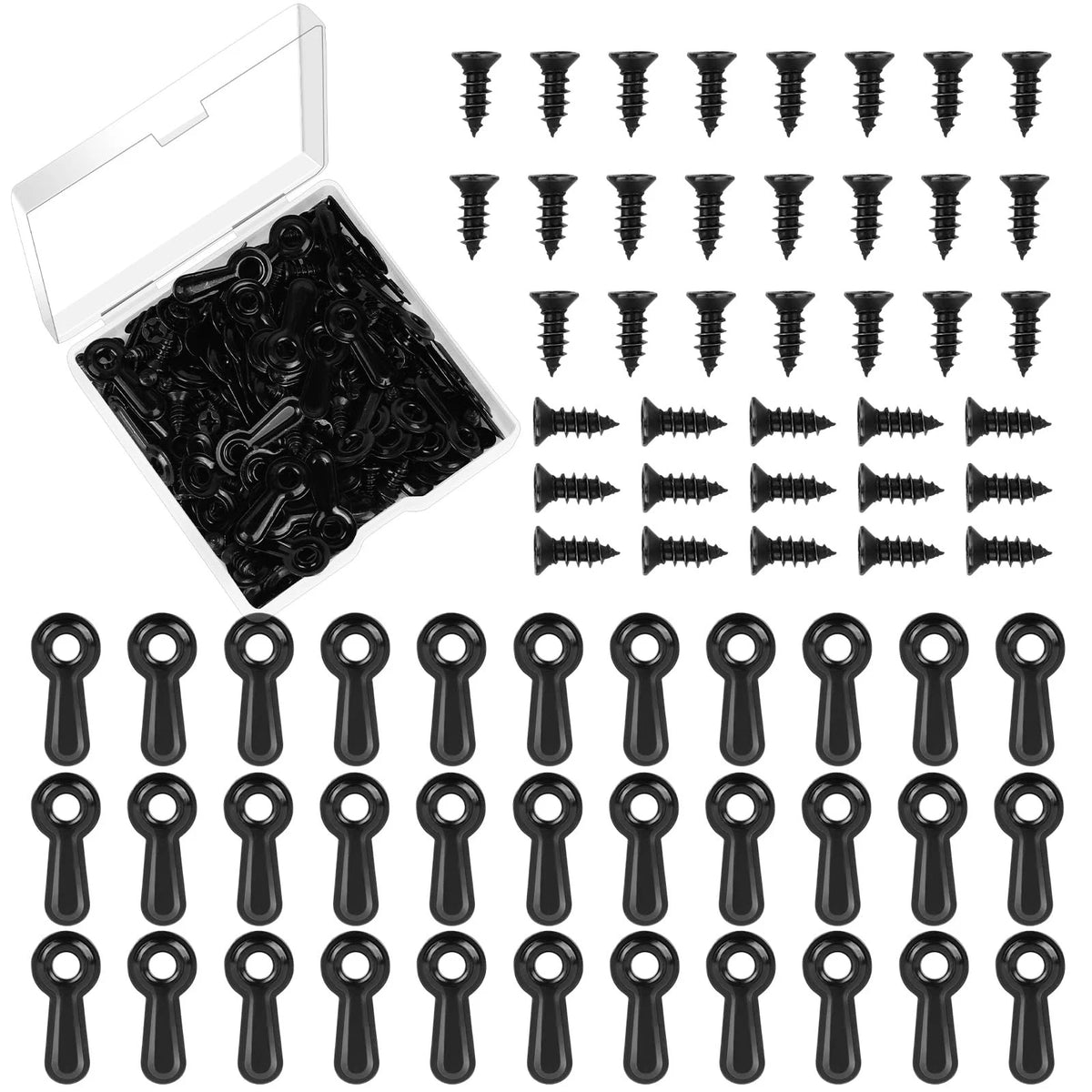 Set of 100 Picture Frame Turn Button Fasteners - Black