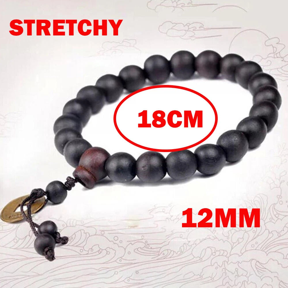 2X 12MM Wooden Buddha Prayer Beads for Mala Bracelet