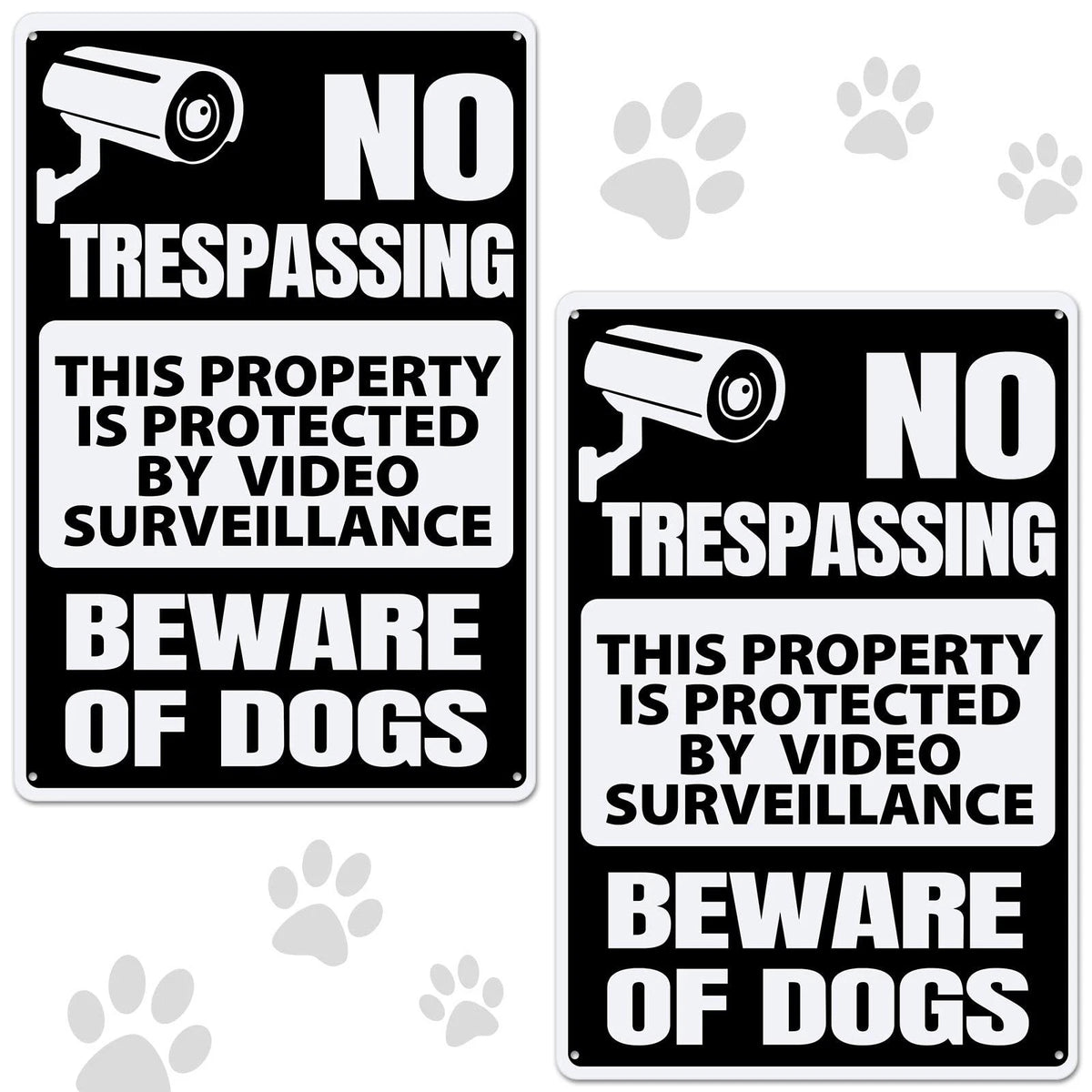 2X Beware of Dog Signs for Home (12 x 8 Inches)