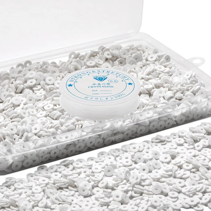 4000 Pcs White Clay Beads for Bracelets (6MM)
