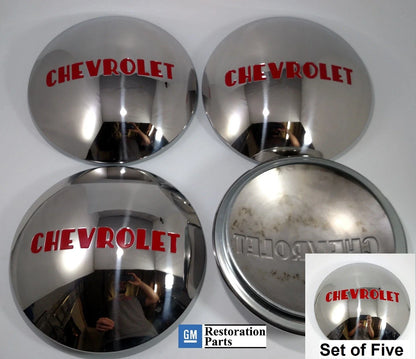 Set of 5 Stainless Hubcaps for Chevrolet 1/2 Ton Truck (1947–1953)