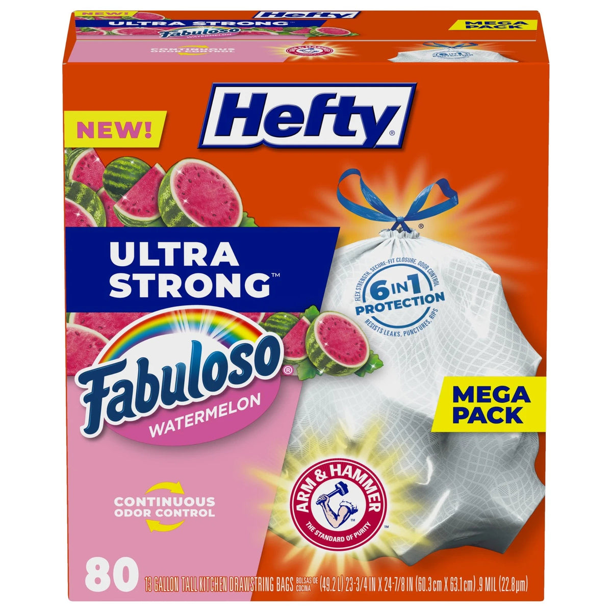 Set of 80 Hefty Ultra Strong 13 Gallon Trash Bags for Tall Kitchen